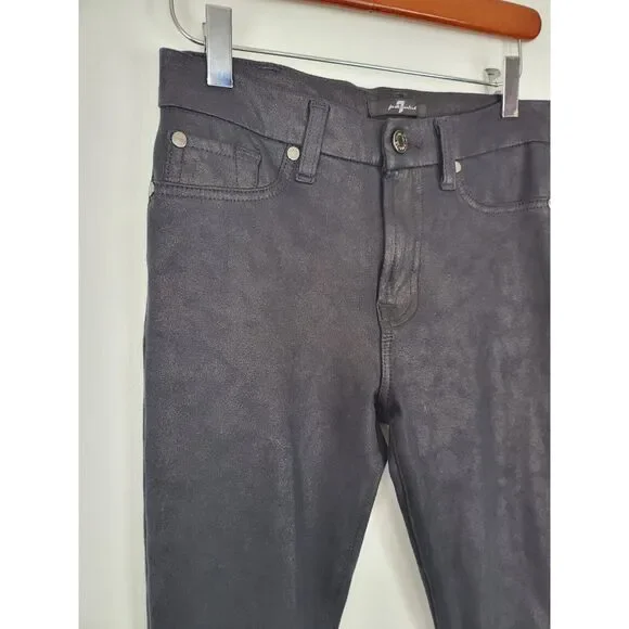 7 For All Mankind Jeans 27 Womens Black Mid Rise Classic Skinny - Picture 2 of 9